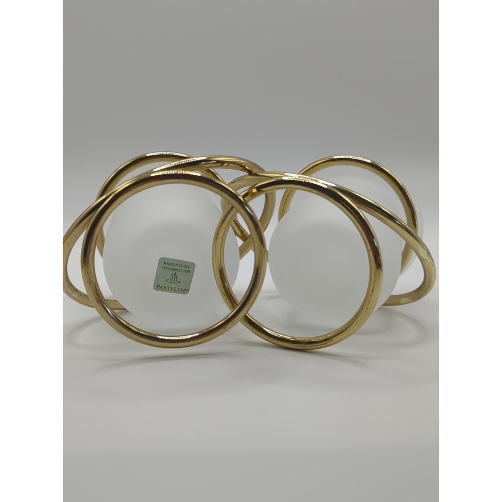 Party Lite Gold Gemini Double Frosted Votive Candle Holder w/Interlocking Rings - Picture 8 of 8
